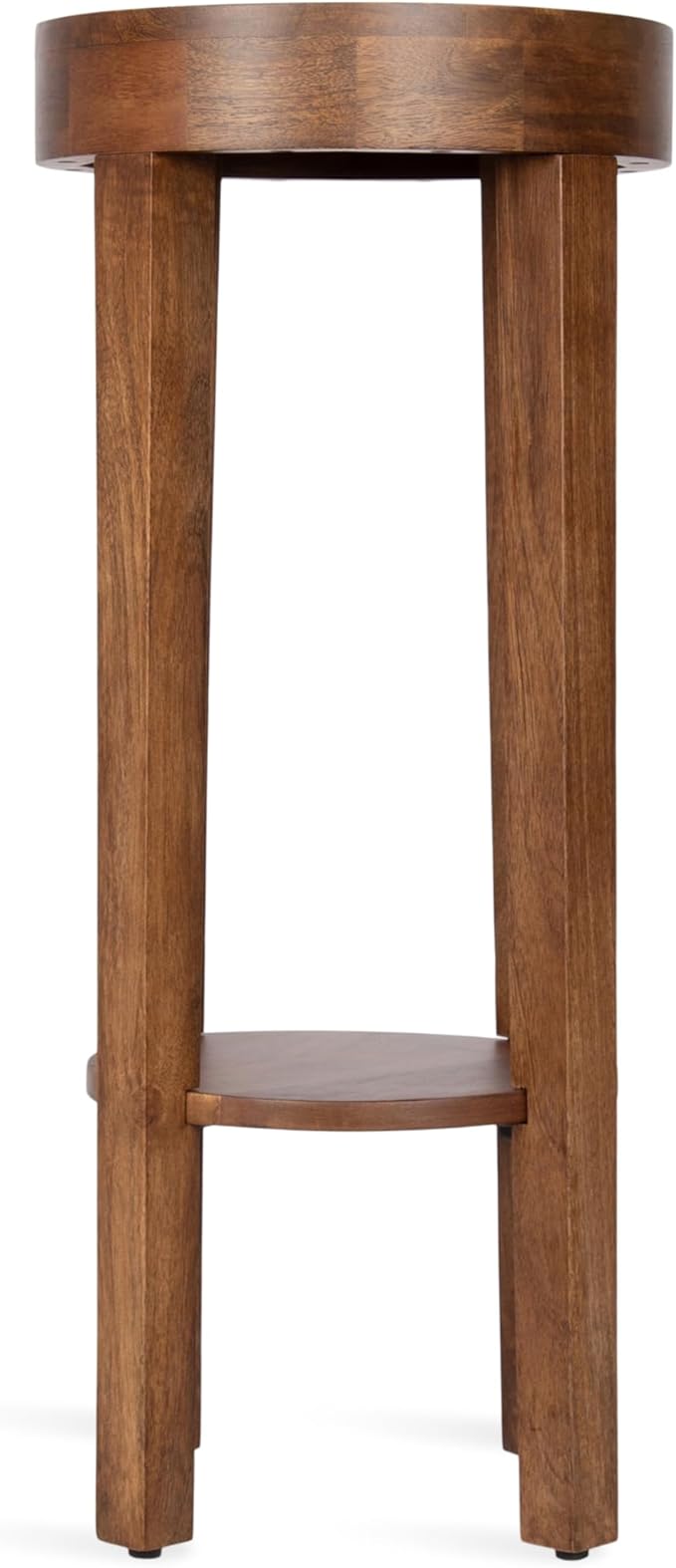 Kate and Laurel Talcott Modern Round Wood Side Table, 12 x 12 x 28, Walnut Brown, Transitional Decorative Two-Tier End Table for Use as a Bedroom Nightstand or Living Room Plant Stand