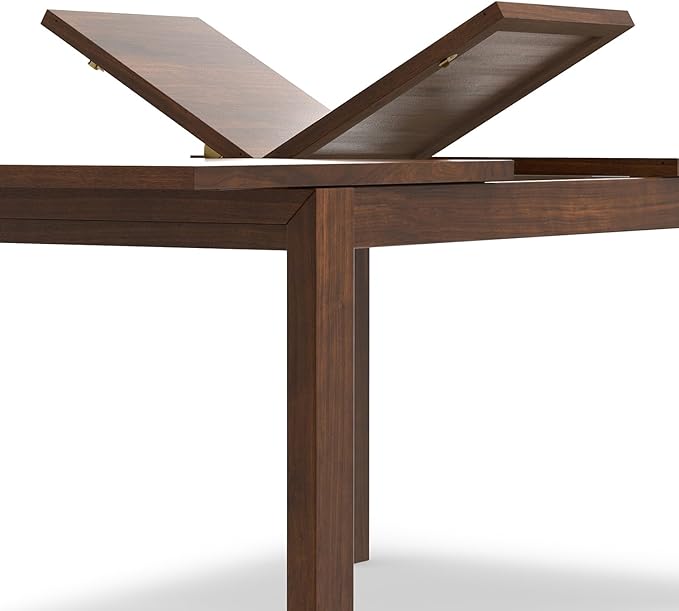 SIMPLIHOME Wilson Extendable Dining Table, Solid Wood Walnut Veneer, 60-76 x 36 inches, Transitional-Style Rectangular Expandable Kitchen Table for up to 6+ People