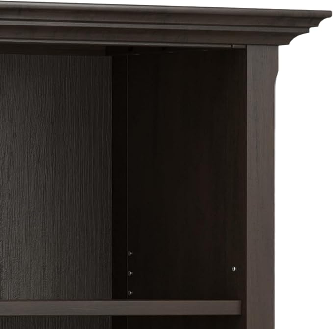 SIMPLIHOME Amherst Bookcase - 70 inch Tall 5-Shelf Solid Wood Bookshelf in Hickory Brown, Transitional Storage for Living Room, Study Room or Office with Adjustable Shelves and Tapered Legs