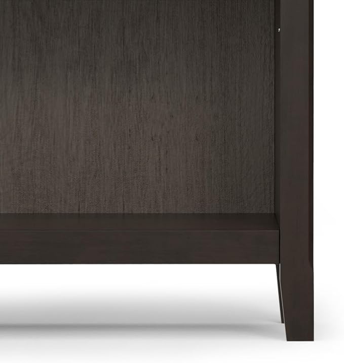 SIMPLIHOME Amherst Bookcase - 70 inch Tall 5-Shelf Solid Wood Bookshelf in Hickory Brown, Transitional Storage for Living Room, Study Room or Office with Adjustable Shelves and Tapered Legs