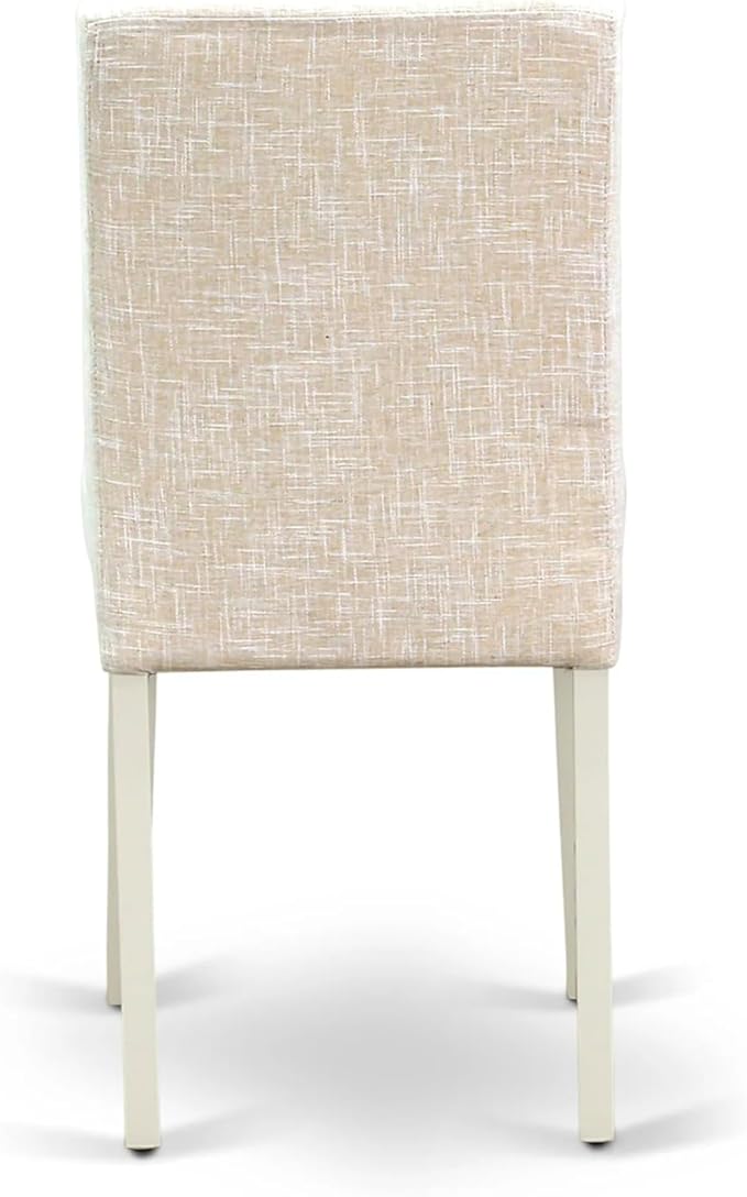 East West Furniture CAAB5-LWH-02 5 Piece Modern Dining Table Set Includes a Rectangle Kitchen Table and 4 Light Beige Linen Fabric Upholstered Chairs, 36x60 Inch, Linen White