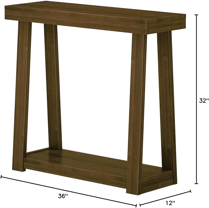 Plank+Beam Solid Wood Console Table with Storage, 36 Inch, Sofa Table with Shelf, Narrow Entryway Table for Hallway, Behind The Couch, Living Room, Foyer, Easy Assembly, Walnut