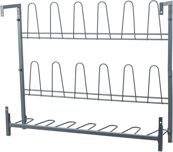 MyGift Premium Urban Gray Metal Hanging Shoe Rack for Walk in Closet, Mudroom and Entryway, Wall Mounted Space Saving Organizer for Shoes and Boots, Holds 9 Pairs