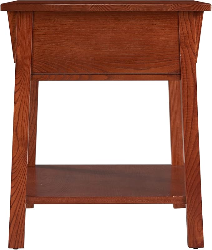 Leick Home Mission End Table, Solid Wood, 1 Storage Drawer, Secret Compartment, Bottom Display Shelf, Easy-Assembly, For Living Room/Bedroom, Russet, 24 in L x 20 in W x 24 in H, 9066-SC
