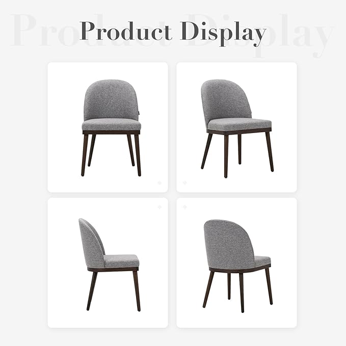 COLAMY Upholstered Dining Chairs Set of 4, Large Dining Room Kitchen Chairs with High Back and Deep Seat, Modern Fabric Dinner Chairs with Wood Legs, Dark Grey