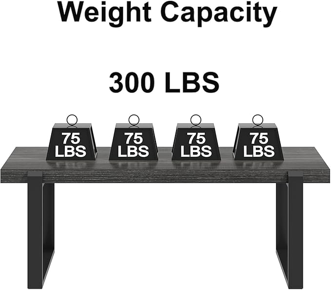 FOLUBAN Industrial Coffee Table, Rustic Wood and Metal Center Table, Modern Rectangle Cocktail Tea Table for Living Room, Dark Gray, 47 Inch