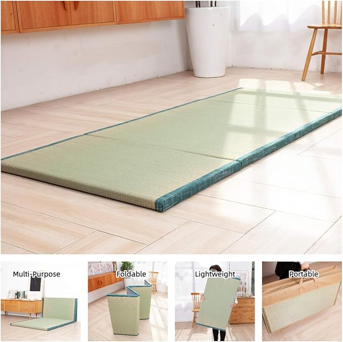 MustMat Tatami Futon Mattress Foldable Tatami Mat Twin Japanese Floor Mattress Rush Grass Floor Bed 35.4"x78.7"x1.2"(1 Piece)