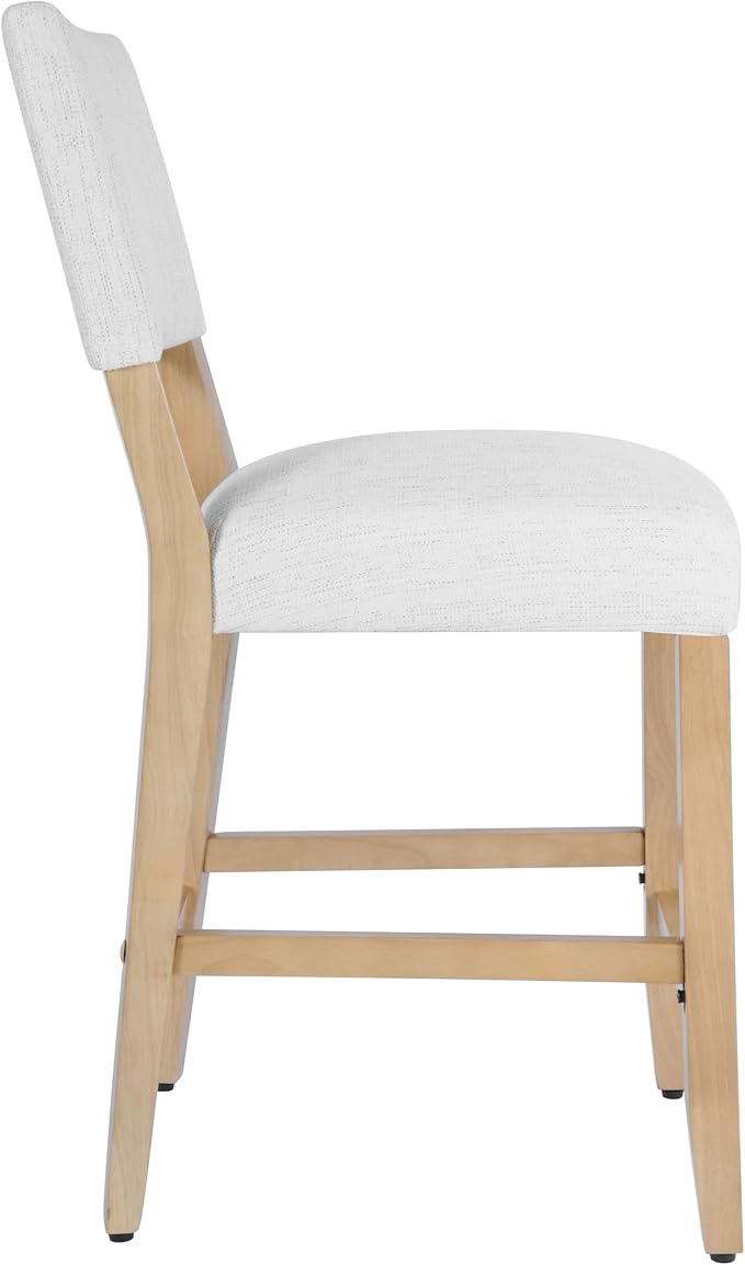 HomePop 24" Open Back Counter Stool Home Décor|Fabric Chairs for Dining Room, Kitchen and Living Room - Stain Resistant White Woven(Single Pack)