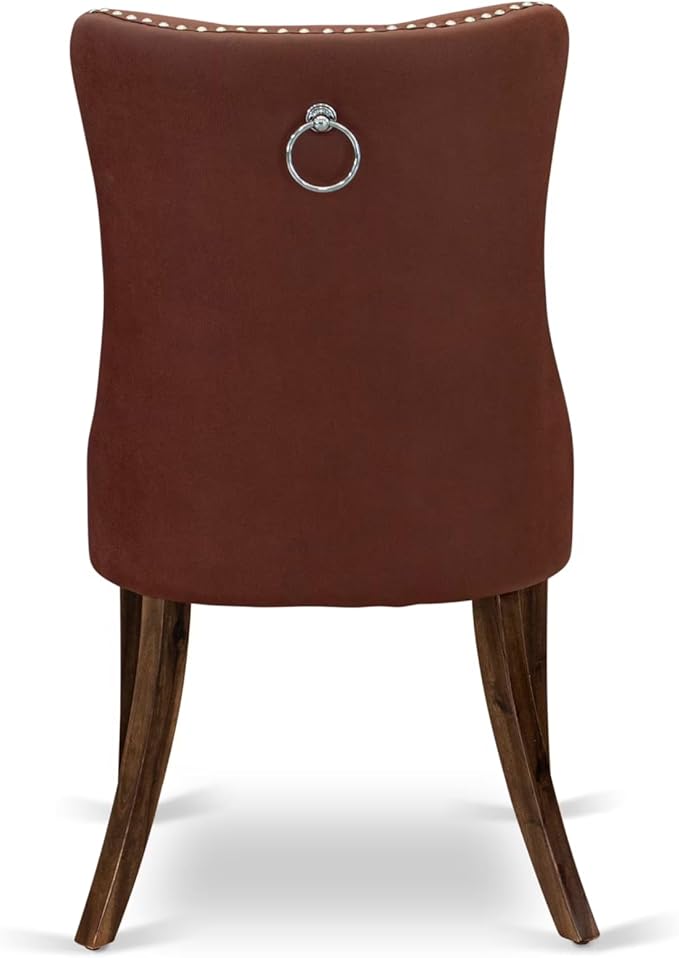 I5DA5-50N-26 5-Pc Kitchen Table Set Contain a Wooden Table and 4 Burgundy Polyester Fabric Upholstered Chairs with Button-Tufted Back, Antique Walnut