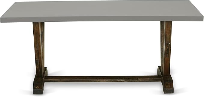 East West Furniture V797AB747-9 9 Piece Dining Table Set Includes a Rectangle Kitchen Table with V-Legs and 8 Light Sable Linen Fabric Upholstered Chairs, 40x72 Inch, Multi-Color