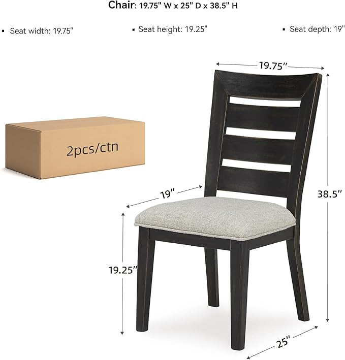 Signature Design by Ashley Galliden Urban Armless Upholstered Dining Chair, Set of 2, Black & Light Gray