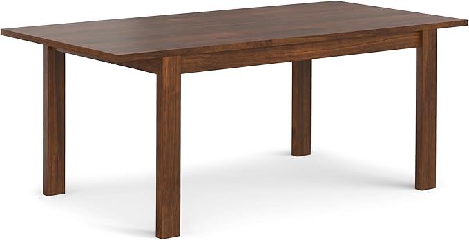 SIMPLIHOME Wilson Extendable Dining Table, Solid Wood Walnut Veneer, 60-76 x 36 inches, Transitional-Style Rectangular Expandable Kitchen Table for up to 6+ People