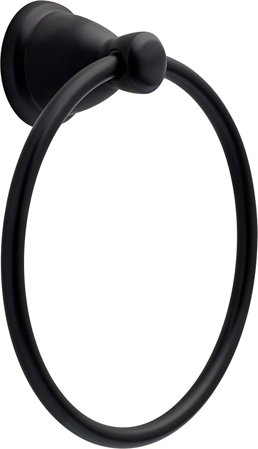 Franklin Brass Kinla 5-Piece Bathroom Set Matte Black 18" and 24" Towel Bar Racks, Toilet Paper Holder, Ring, Hook KIN5PC-MB