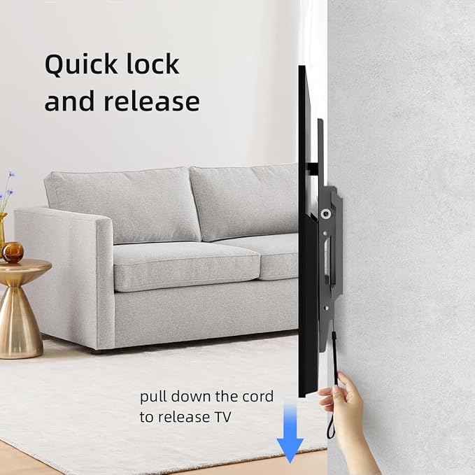 Suptek Tilt TV Wall Mount Bracket for Most 37-82 inch TV, Universal Mount with Max 600x400mm VESA and 132lbs Loading Capacity, Fits Studs 24" Apart, Low Profile with Magnetic Bubble Level (MT5082)