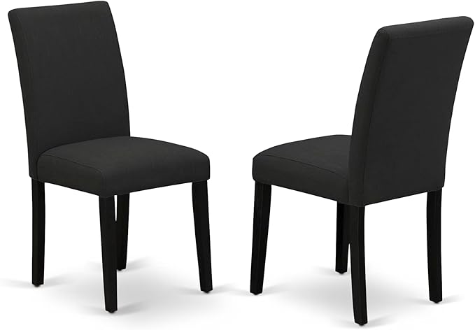 East West Furniture X627AB624-9 9 Piece Dining Set Includes a Rectangle Dining Room Table with X-Legs and 8 Black Color Linen Fabric Upholstered Parson Chairs, 40x72 Inch, Multi-Color