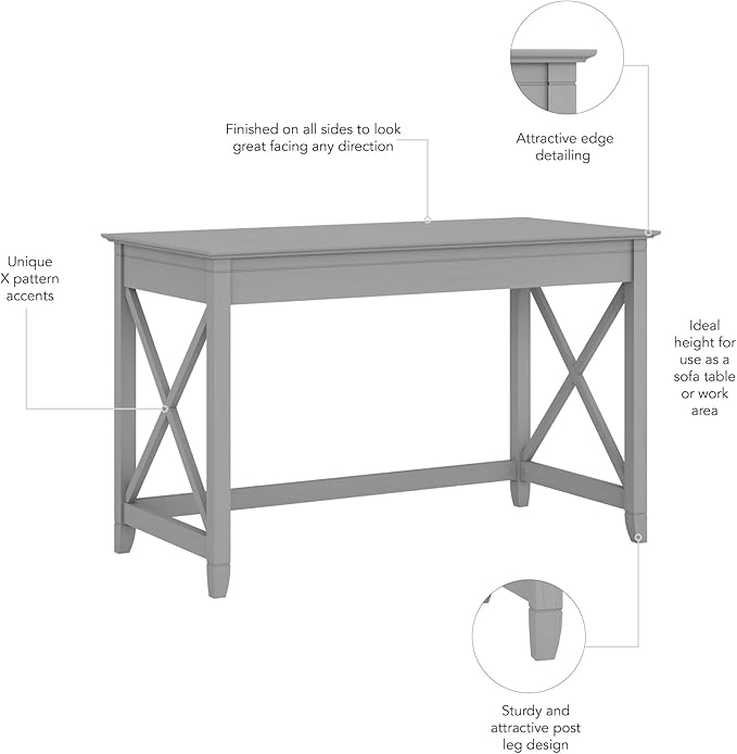 Bush Furniture Key West 48W Writing Desk in Cape Cod Gray