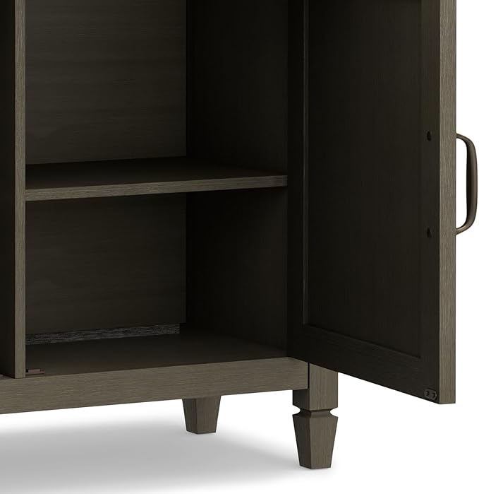 SIMPLIHOME Connaught 40-inch Wide Solid Wood Storage Cabinet in Farmhouse Grey for Entryway, Living Room, Organizer for Hats, Gloves, Shoes, Keys, Slim Design, Traditional Style
