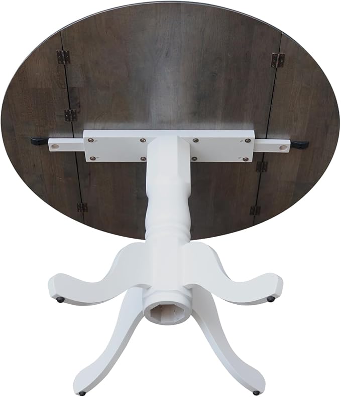International Concepts Inch Dual 42 Drop Leaf Dining Table, White/Heather Gray