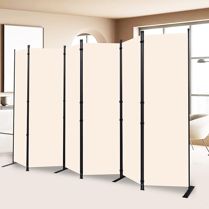 Room Divider and Folding Privacy Screens， 6 Panel Wide Room Divider Wall Screen for Room Separtition, Partition Room Dividers Fabric Panel Wall Dividers Freestanding for Office, Bedroom, Studio Dorm