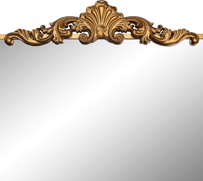 Ruomeng Traditional Wall Mirror, Vintage Bathroom Mirror Baroque Inspired Wall Décor, Gold Accent Mirror for Vanity Entryway and Living Room, 24” x 36"