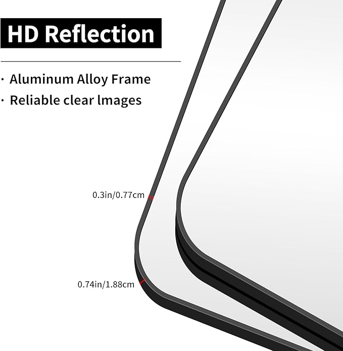 Large Bathroom Mirror, 60 x 40 inch Black Rectangle Mirror, Metal Framed Rectangular Vanity Mirror, Rounded Corner Wall Mounted Mirror for Over Sinks Bedroom Living Room Horizontal/Vertical