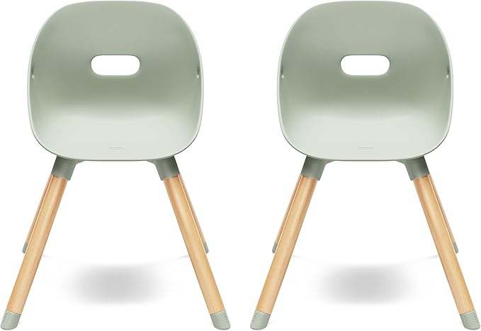 Lalo The Play Chair, Wooden and Non-Toxic Plastic Kids and Toddler Chair - Sturdy Bucket Seat and Easy to Clean Kids Chair with up to 200 lb. Weight Capacity, Set of 2 - Sage