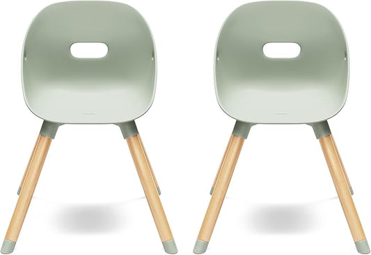 Lalo The Play Chair, Wooden and Non-Toxic Plastic Kids and Toddler Chair - Sturdy Bucket Seat and Easy to Clean Kids Chair with up to 200 lb. Weight Capacity, Set of 2 - Sage