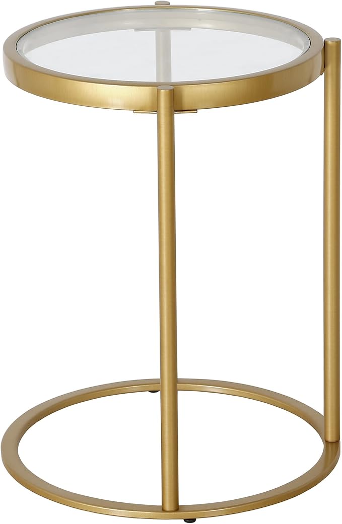 Duxbury 16'' Wide Round Side Table in Brass