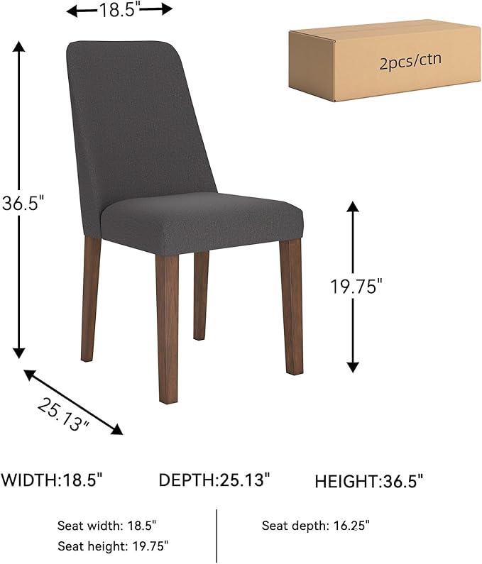 Signature Design by Ashley Lyncott Contemporary Dining Room Upholstered Side Chair with Foam Cushion, Set of 2, Dark Gray & Brown