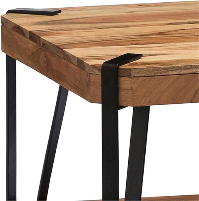 Ryegate Coffee Table, Natural Solid Wood with Metal Frame, Live Edge Industrial Modern Design, Unique Acacia Wood with Subtle Imperfections, Includes Floor Protectors, Ideal for Living Room