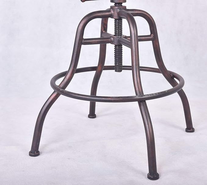 Diwhy Industrial Design Metal Adjustable Height Backrest Chair Vintage Tractor Saddle Bar Stool (Copper)