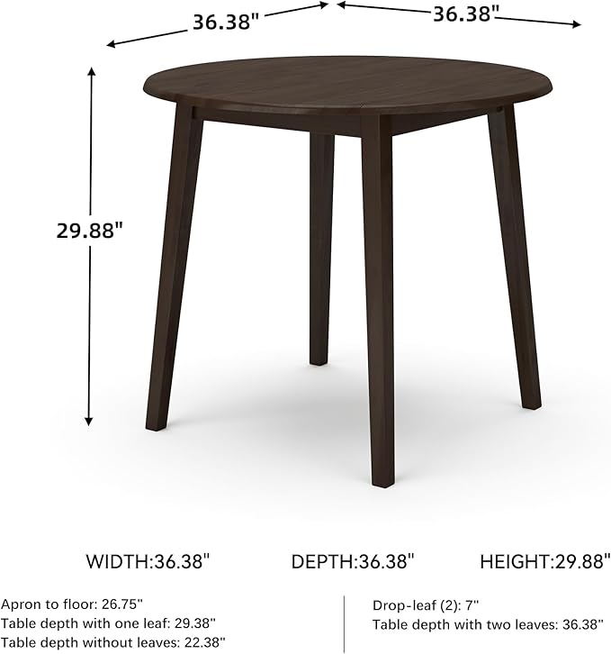 Signature Design by Ashley Hammis Round Dining Room Drop Leaf Table, Dark Brown