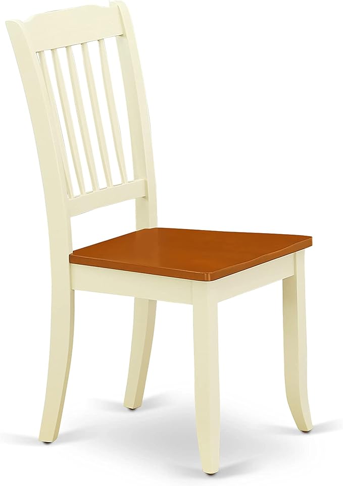 East West Furniture QUDA9-BMK-W 9 Piece Dining Table Set Includes a Rectangle Wooden Table with Butterfly Leaf and 8 Dining Room Chairs, 40x78 Inch, Buttermilk & Cherry