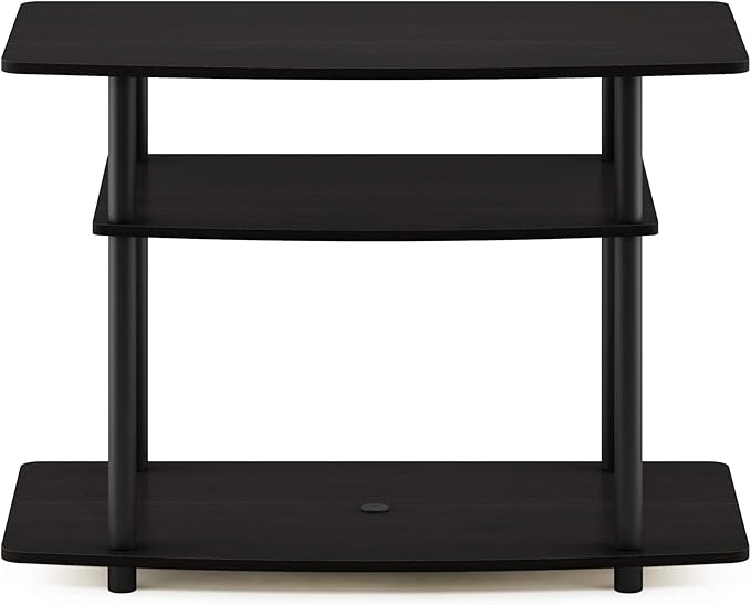 Furinno Turn-N-Tube No Tools 3-Tier Entertainment Center TV Stand for TV up to 32 Inch, Plastic Round Tubes, Espresso/black
