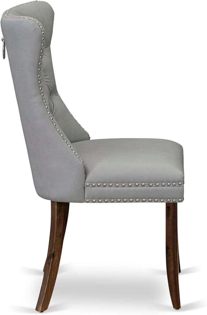 LEDA5-AWA-27-5 Pieces Modern Dining Set Includes a Rectangle Kitchen Table and 4 Light Gray Polyester Fabric Dining Chairs, Antique Walnut