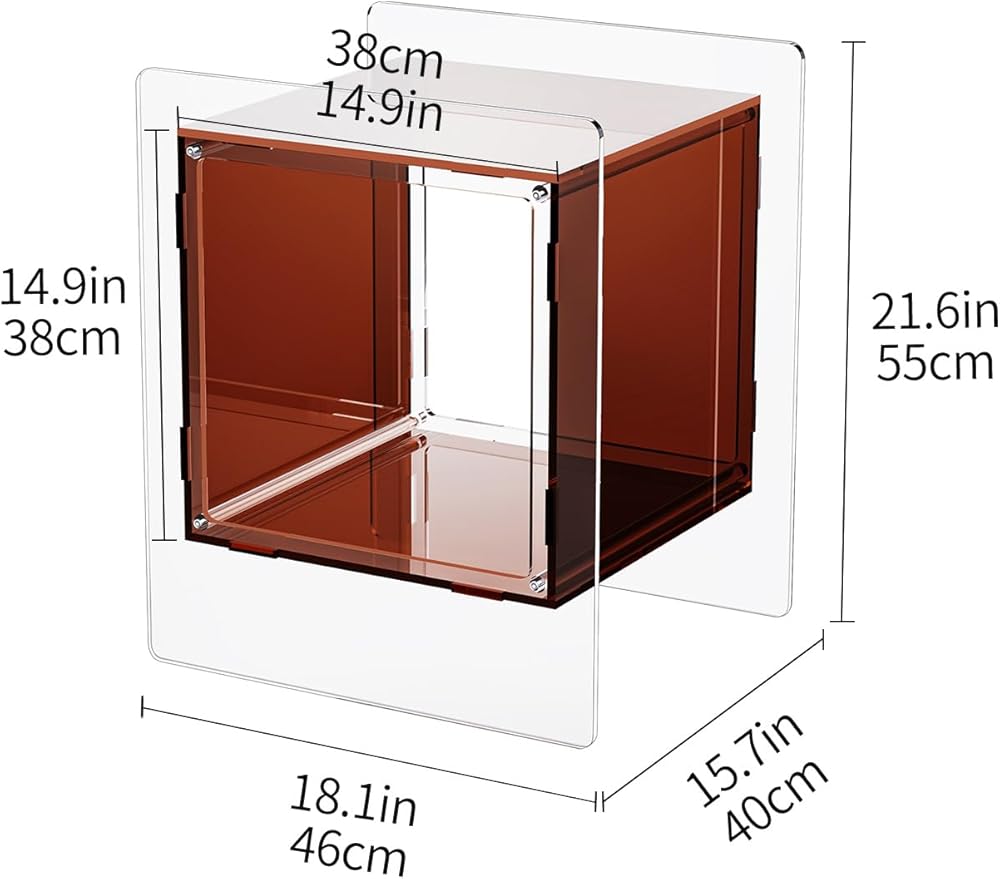 Acrylic Nightstand Colorful Bedside Table with Open Storage Shelf,Clear Side Table for Living Room (1, Dark Brown)