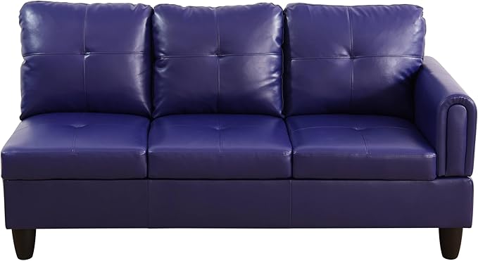 NicBex Sectional Couch 3 Pieces Sofa Set with Right Chaise Faux Leather L Shaped Cloud Couch for Living Room Furniture Sets with Storage Ottoman, Modular Sofa for Living Room & Apartment, Indigo
