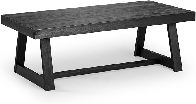 Plank+Beam Classic Rectangular Coffee Table, 48 Inch Farmhouse Coffee Table, Mini Center Tables for Small Spaces, Small Living Space Tea Table, Black Wirebrush