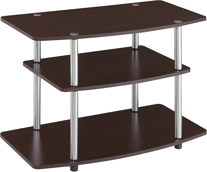 Convenience Concepts Designs2Go No Tools 3-Tier Stand Entertainment Center 37 Inches, Modern TV Console with Shelves for Living Room, 31.5", Espresso