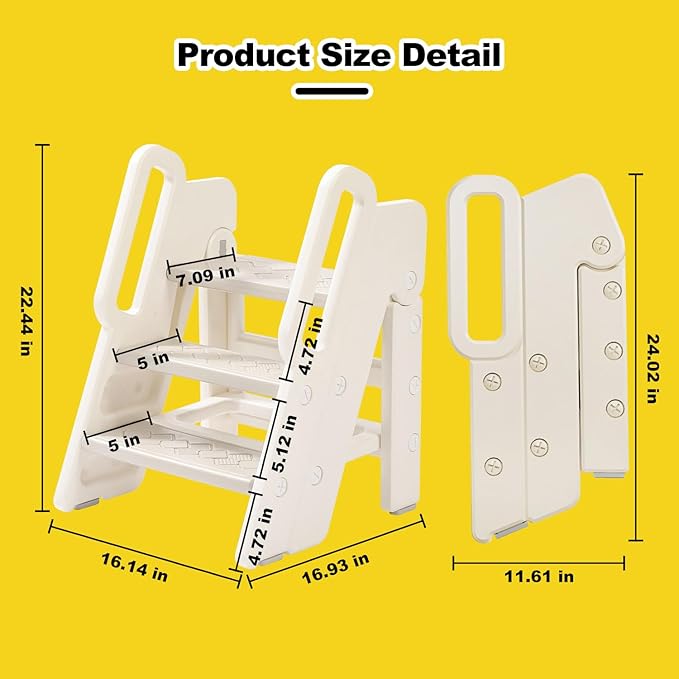 Kids Step Stool for Bathroom, Non-Slip Toddler Step Stool Kitchen Helper, 150lbs Load Bearing Foldable Toddler Tower for Kitchen Counter, Kids Stool for Bathroom Sink
