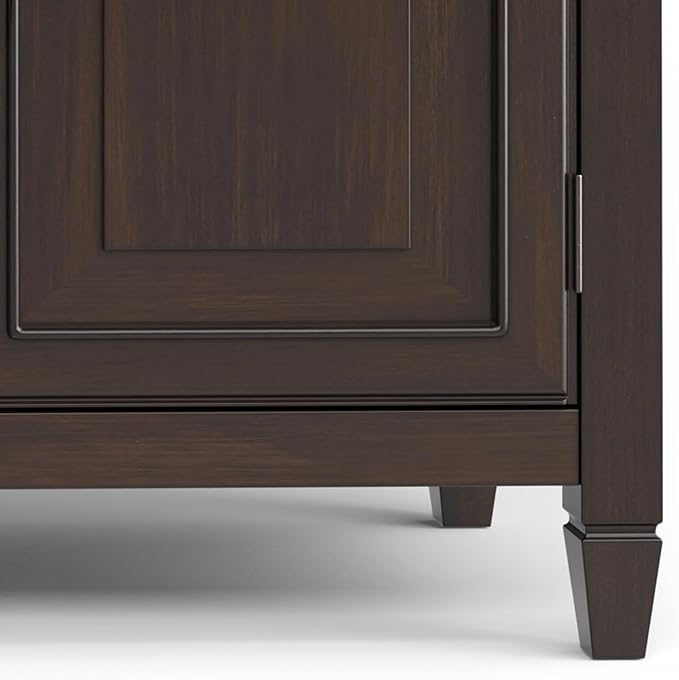 SIMPLIHOME Connaught SOLID WOOD 67 inch Wide Traditional Large Sideboard Buffet Storage Cabinet in Dark Chestnut Brown for the Living Room, Entryway and Family Room