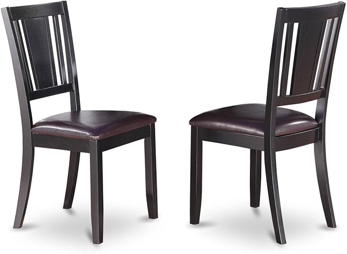East West Furniture DLDU5-BLK-LC 5 Piece Modern Dining Table Set Includes a Round Wooden Table with Dropleaf and 4 Faux Leather Kitchen Dining Chairs, 42x42 Inch, Black