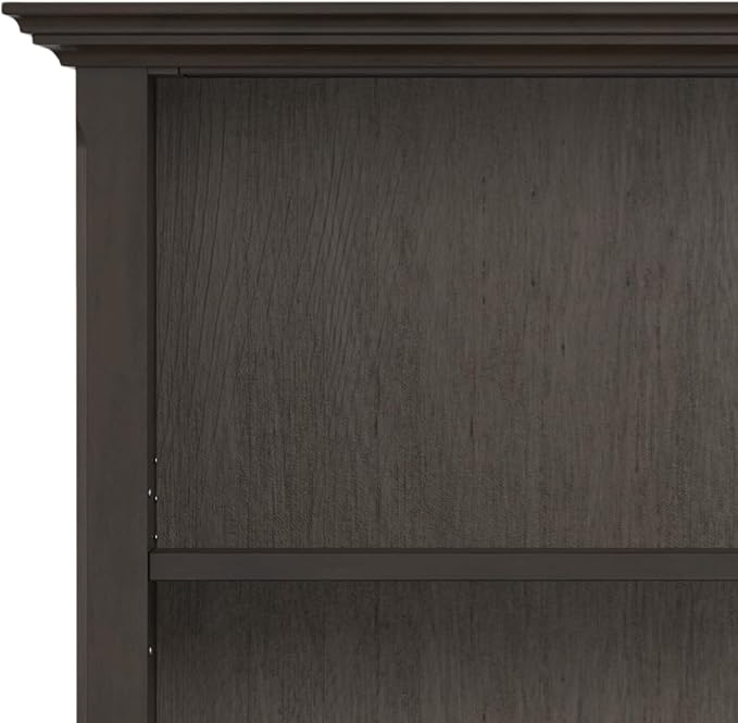 SIMPLIHOME Amherst Bookcase - 70 inch Tall 5-Shelf Solid Wood Bookshelf in Hickory Brown, Transitional Storage for Living Room, Study Room or Office with Adjustable Shelves and Tapered Legs