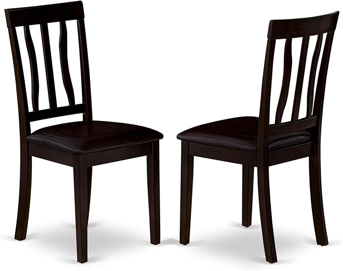 East West Furniture HLAN5-CAP-LC 5 Piece Dining Table Set for 4 Includes a Round Kitchen Table with Pedestal and 4 Faux Leather Dining Room Chairs, 42x42 Inch, Cappuccino