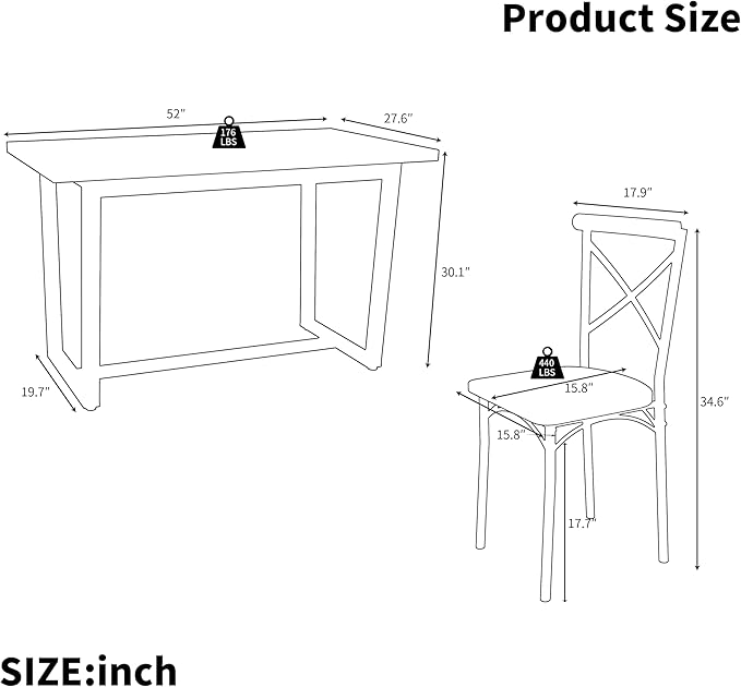 Ball & Cast 7 Pieces Dining Table Set,Kitchen Table and Chairs for 6 with 52" Table and 6 Chairs,Desk with Foot Pads,for Small Space,Apartment,Dining Room,Brown