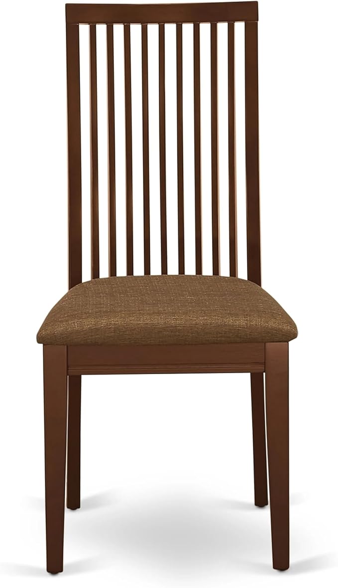 East West Furniture AMIP3-MAH-C 3 Piece Kitchen Table & Chairs Set Contains a Round Dining Room Table with Pedestal and 2 Linen Fabric Upholstered Chairs, 36x36 Inch, Mahogany