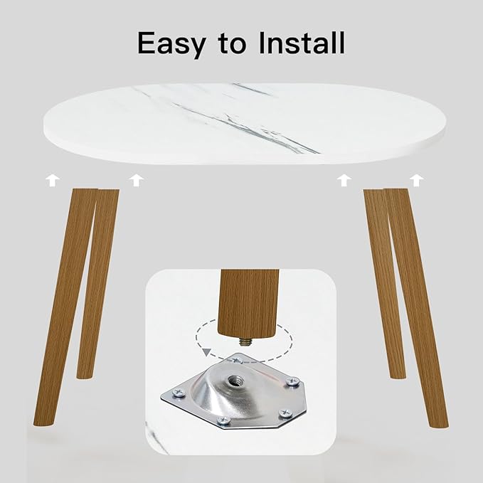 Small Coffee Table for Small Space, Low Table, Floor Table Desk for Sitting on The Floor, Japanese Coffee Table for Living Room, Tatami Tea Tables with Solid Wood Legs, Oval Coffee Tables, White