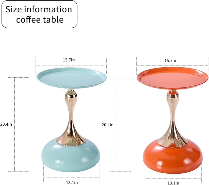 Stylish Hourglass Side Table - Contemporary Design for Living Rooms, Cafes, Dining Areas, Bedrooms, and Outdoor Spaces - Perfect Accent Piece for Any Decor (2, Light Green+Hermes Orange)
