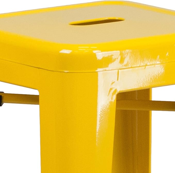 Flash Furniture Commercial Grade 30" High Backless Yellow Metal Indoor-Outdoor Barstool with Square Seat