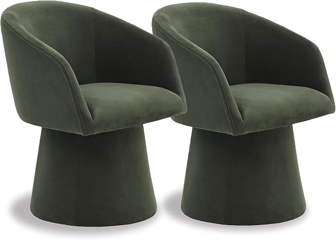Swivel Dining Chairs Modern Accent Armchair Side Deskchair for Diningroom Vanity Bedroom Livingroom Reading Room,Green,2 Box